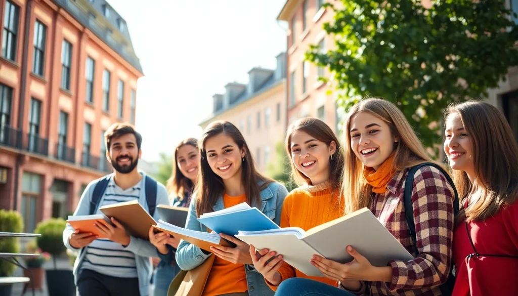 Students engaged in learning and collaboration in a European university, emphasizing Avrupa'da Üniversite Okumak.