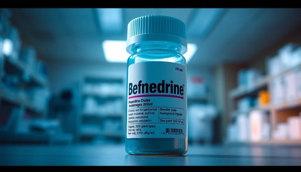 Buy Benzedrine Without Prescription - A detailed view of a Benzedrine pill bottle in a pharmacy setting.