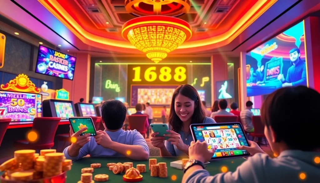 Experience the thrill ofสล็อต168 games with vibrant players enjoying online gaming.