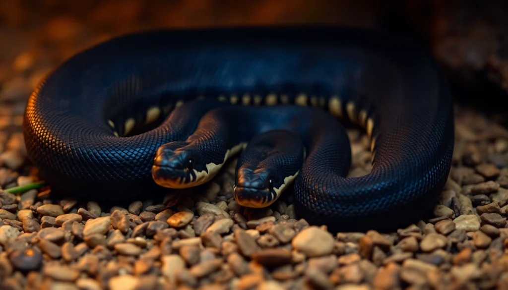 Intriguing black ball python for sale, showcasing its glossy scales and elegant posture.