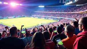 Join the excitement of เว็บดูบอล with fans enjoying live football matches on mobile devices.