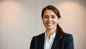 Corporate headshots of a professional with a confident smile in business attire, emphasizing approachability.